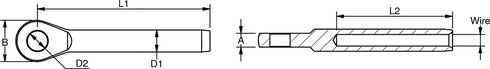 Stainless steel AISI 316 eye terminal measurements
