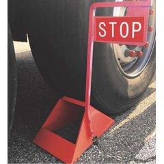 Metal wheel chocks with stop sign