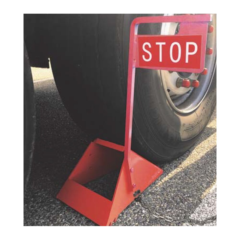 Металевий гальмівний башмак із позначкою STOP