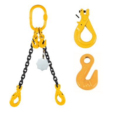 Chain Sling G80 2-leg with Safety Hooks and Grab Hooks