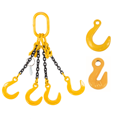 Chain Sling G80 4-leg with Foundry Hooks and Grab Hooks