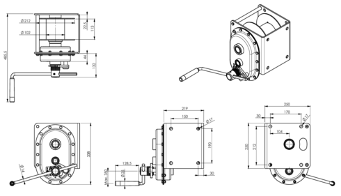 Hand winch TL1000 drawing