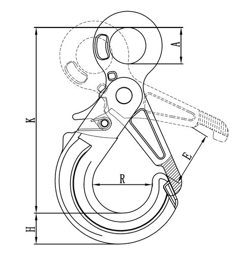 Eye self-locking hook with grip, grade 80 