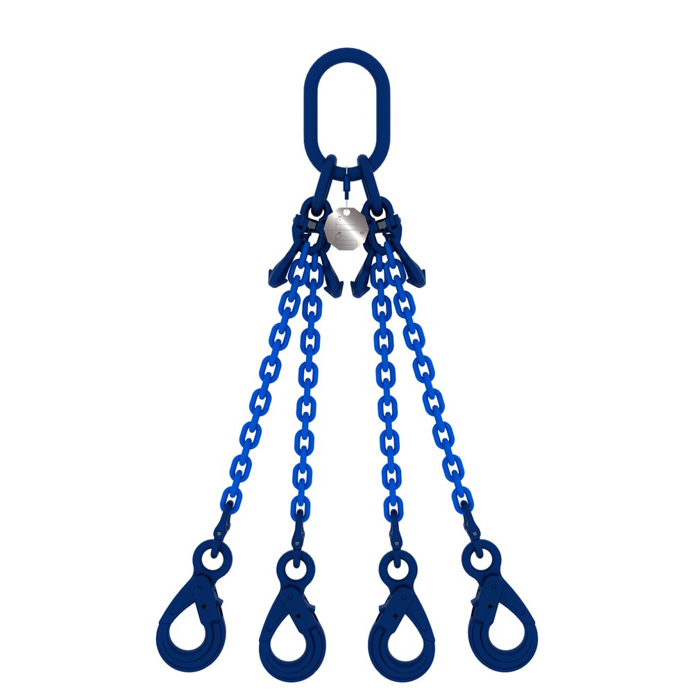 Chain sling 4-legs with safety hooks and grab hooks, grade 100