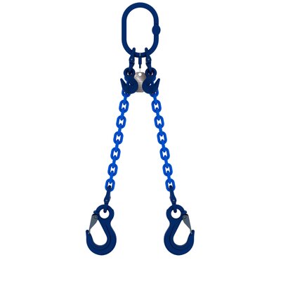 Chain sling 2-legs with latch hooks and grab hooks, grade 100 