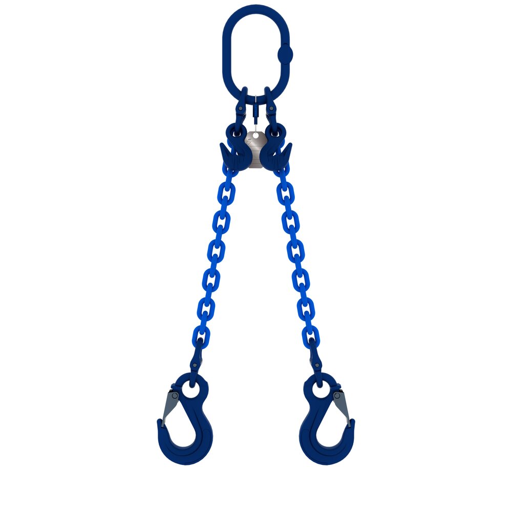 Chain sling 2-legs with latch hooks and grab hooks, grade 100 