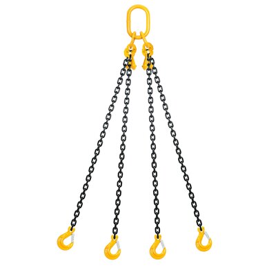 Chain sling 4-legs with latch hooks and grab hooks, grade 80