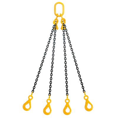 Chain sling 4-legs with safety hooks and grab hooks, grade 80