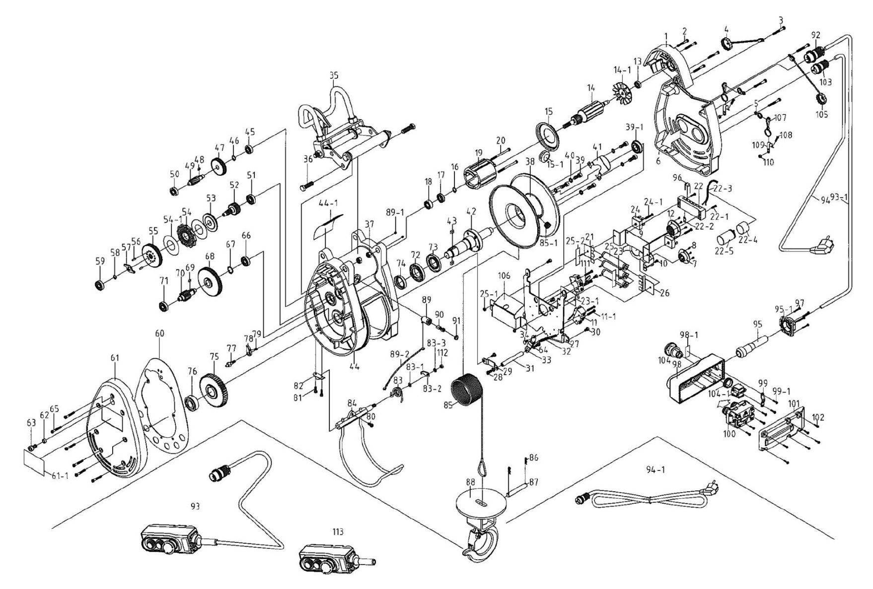230V Electric wire hoists VAINOSH 500 components blueprint