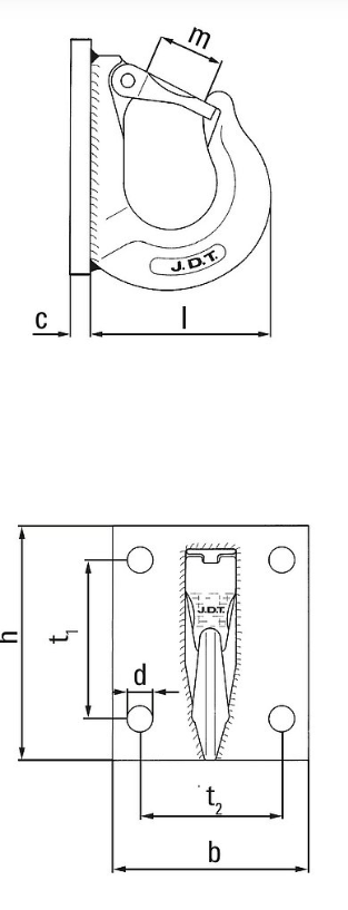 Hook - weld on JDT type EAHK drawing