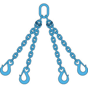 Chain sling 4-legs with latch hooks, grade 100 