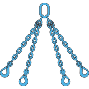 Chain sling 4-legs with safety hooks, grade 100 