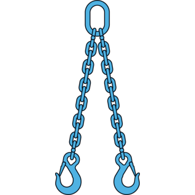 Chain sling 2-legs with latch hooks and grab hooks, grade 100 
