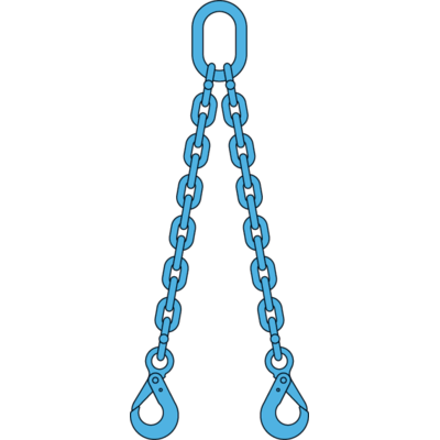 Chain sling 2-legs with safety hooks, grade 100 