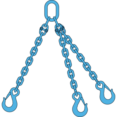 Chain sling 3-legs with latch hooks and grab hooks, grade 100 