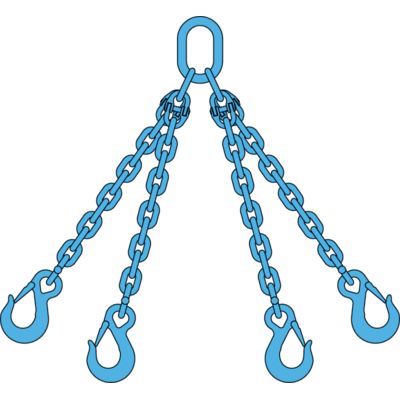 Chain sling 4-legs with latch hooks, grade 100 