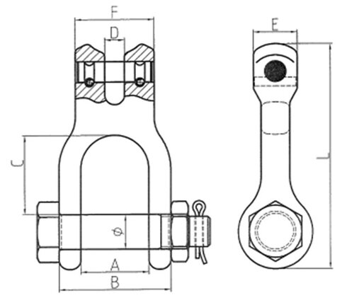 Clevis Shackle POWERTEX CS drawing