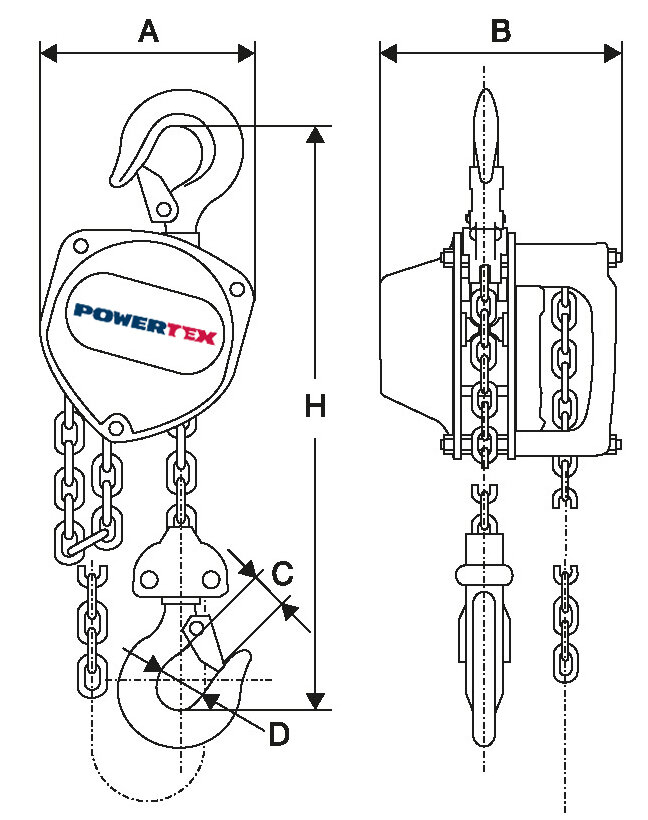 Chain Block POWERTEX Blackline PCB-S2 - drawing