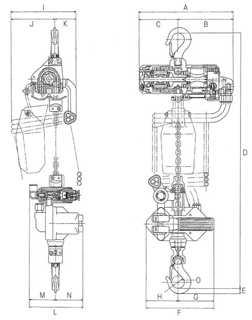 Air chain hoist RED ROOSTER TMM-TCR series.