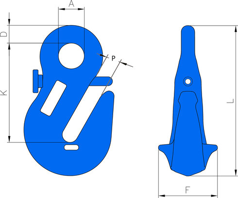 Eye Grab Hook with Pin X-0411 measure